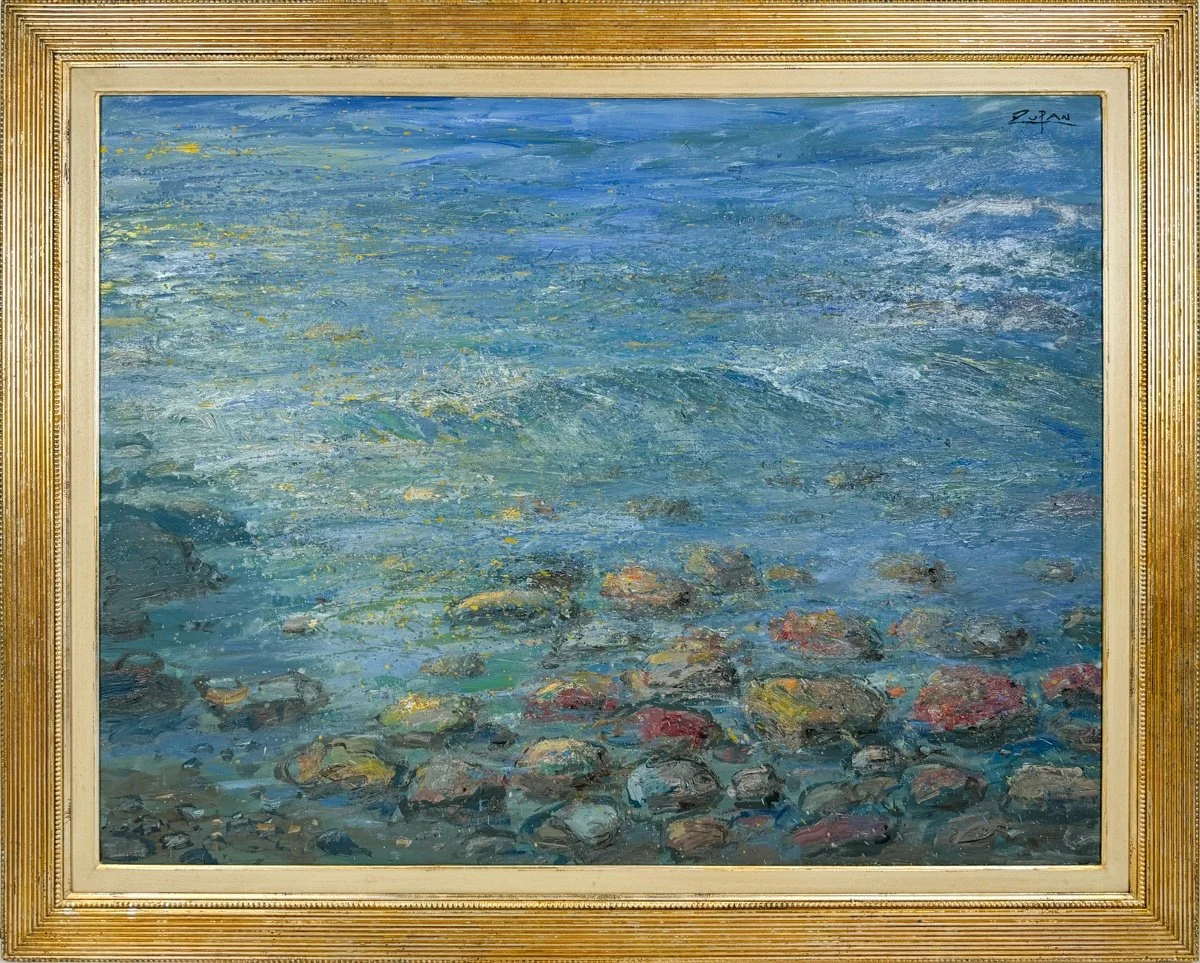 Bruno Zupan Mediterranean Coast, impressionist oil painting seascape on a rocky Mediterranean Coast