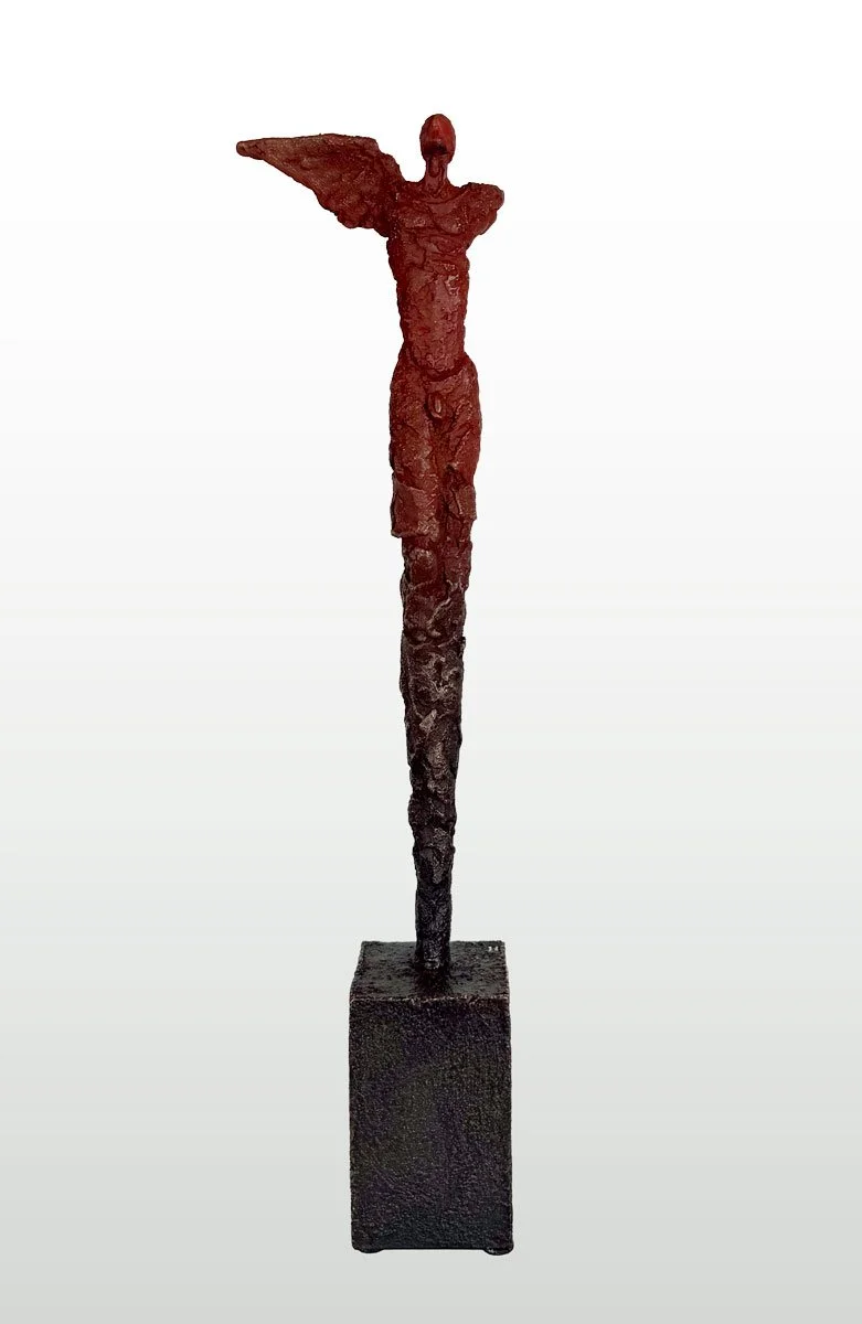 Gustavo Torres - Icarus - Bronze statue of standing angel figure with only one wing