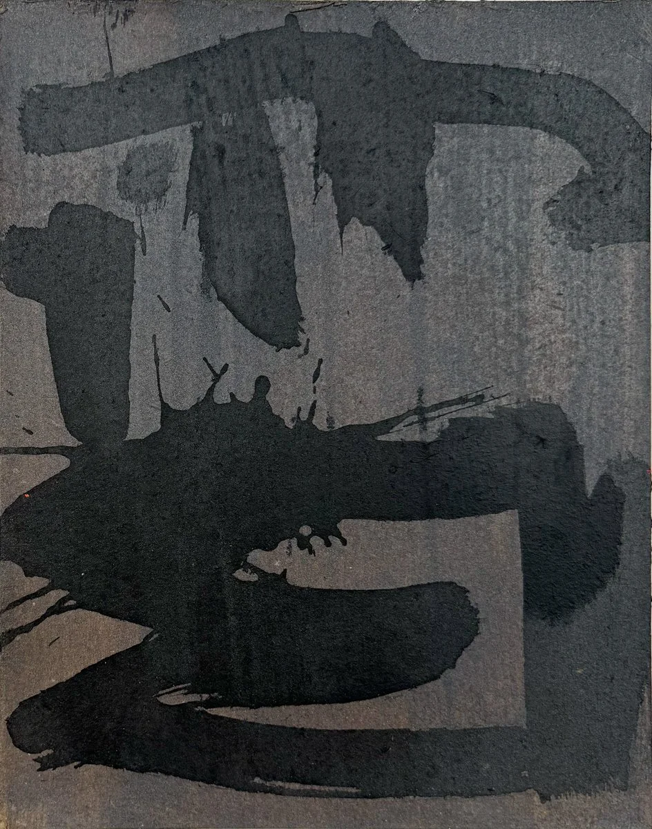 Susan Coley Untitled, abstract painting of ink on cardboard