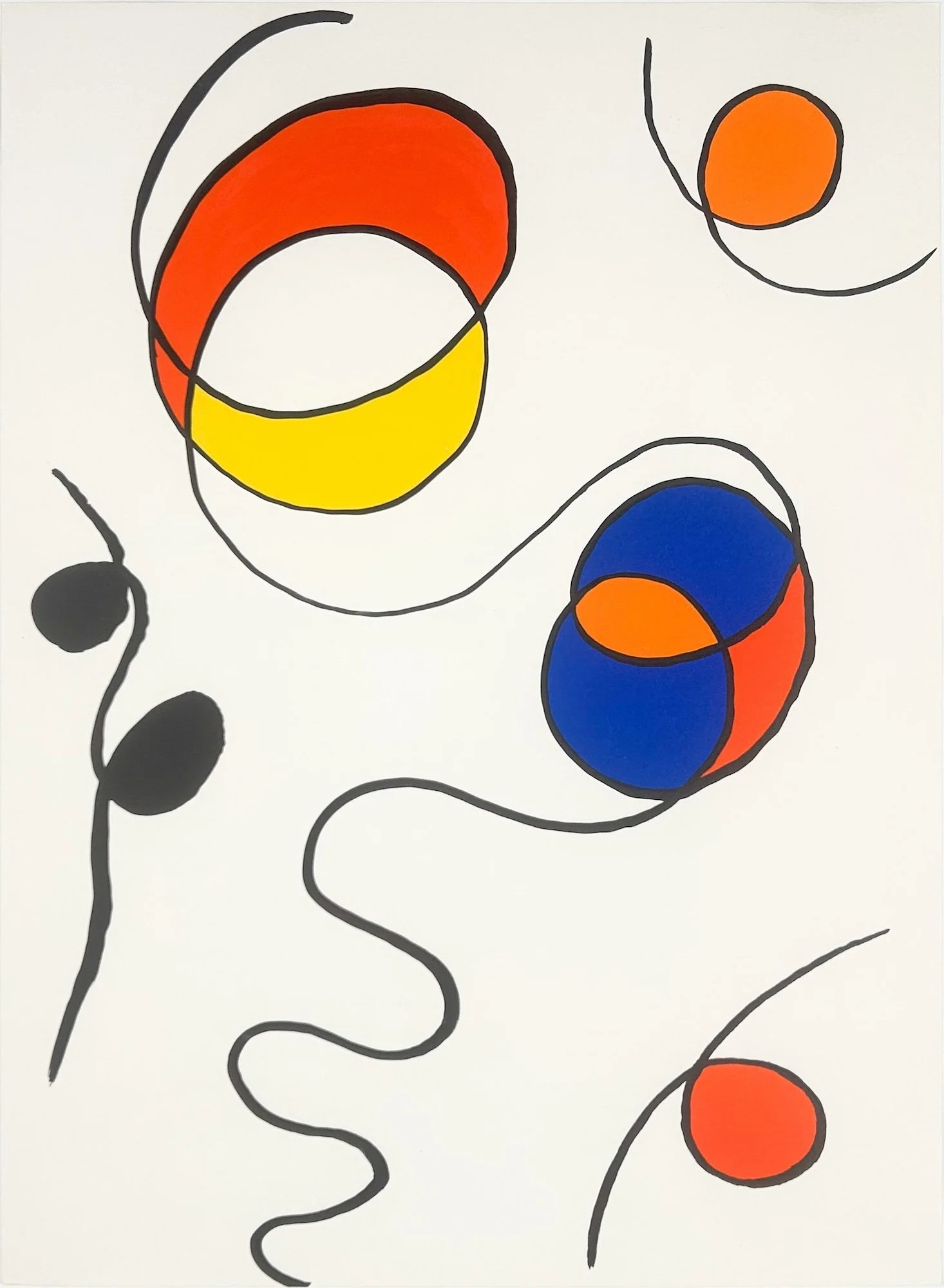 Alexander Calder  Untitled from Derriere le Miroir, original lithograph lines, squiggles and filled in color