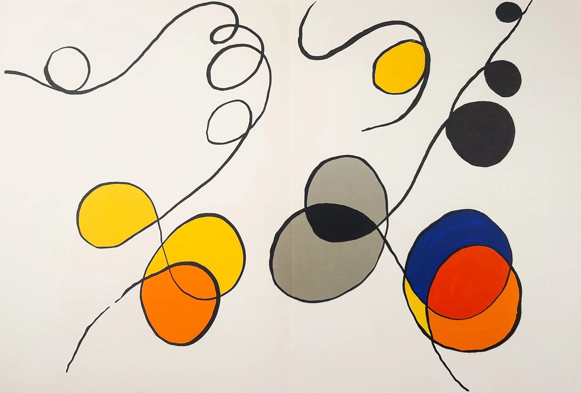 Alexander Calder  Untitled from Derriere le Miroir, original lithograph lines, squiggles and filled in color