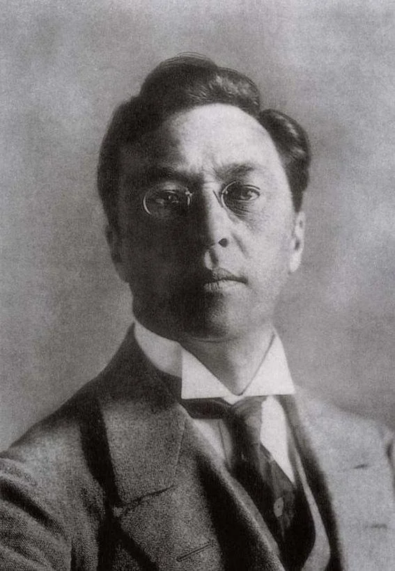 Black and white portrait photograph of Wassily Kandinsky