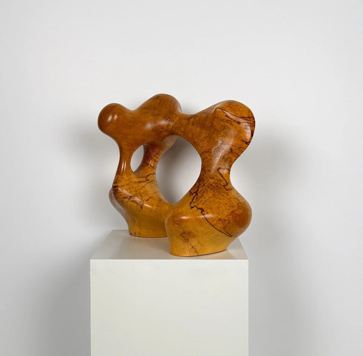 Fermin Castro - Tales within, abstract standing wooden sculpture, spalted maple