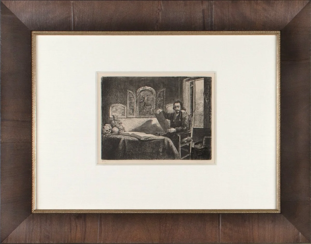 Rembrandt - Abraham Francen, Apothecary - Etching printed in black ink on laid paper