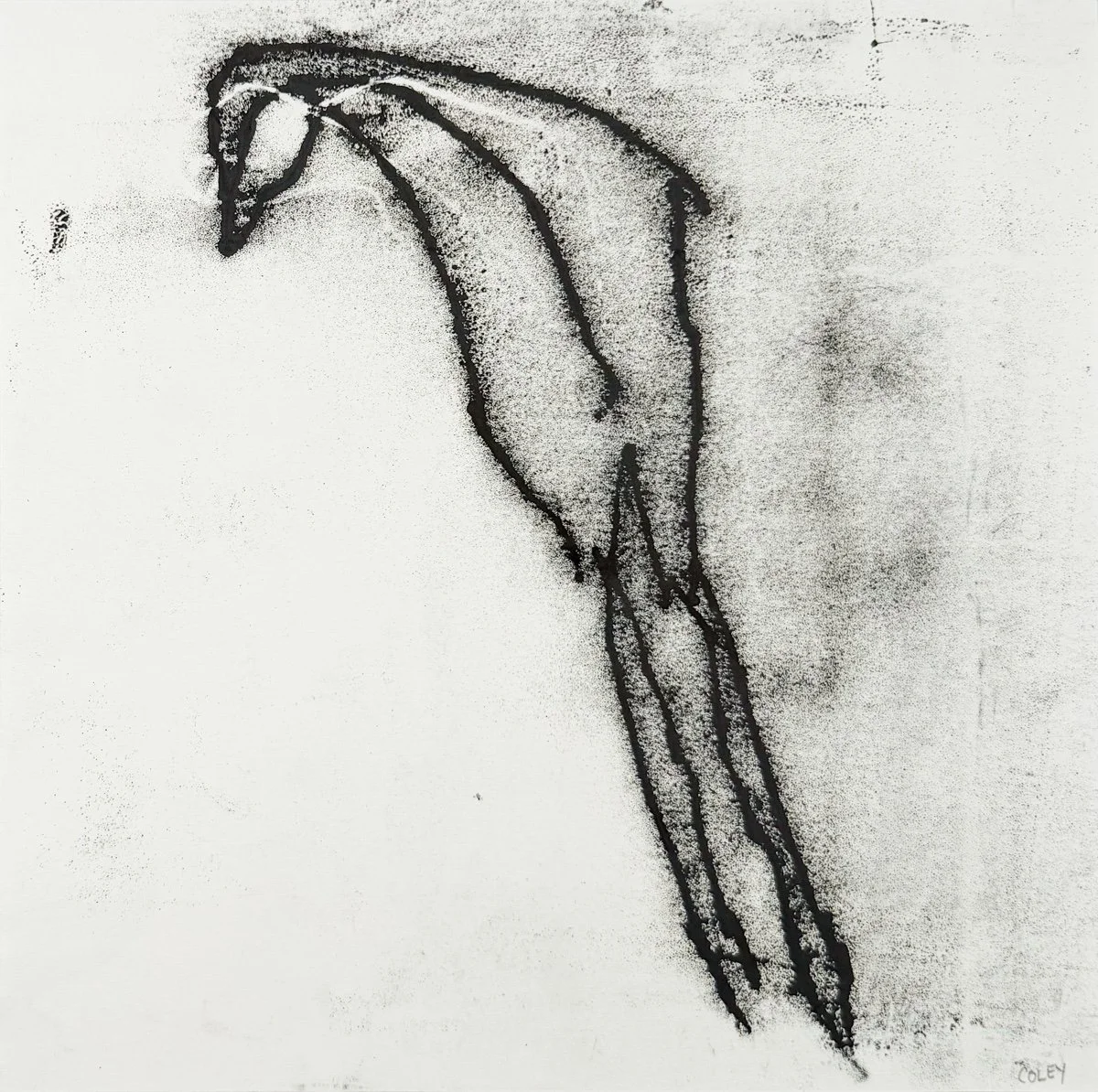 Susan Coley Flight, ink transfer drawing in shape of a bird