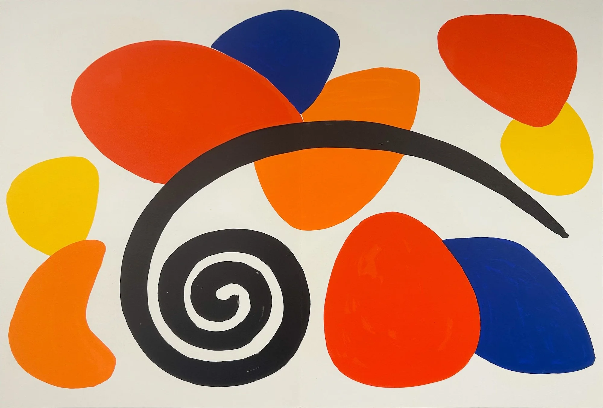 Alexander Calder  Untitled from Derriere le Miroir, original lithograph spiral line, shapes of filled in color