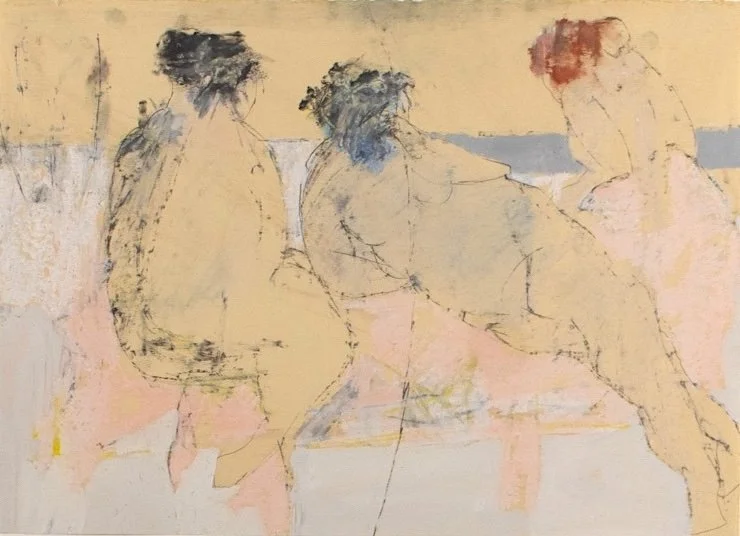 Stanley Boxer abstract figure study of nude women on a beach