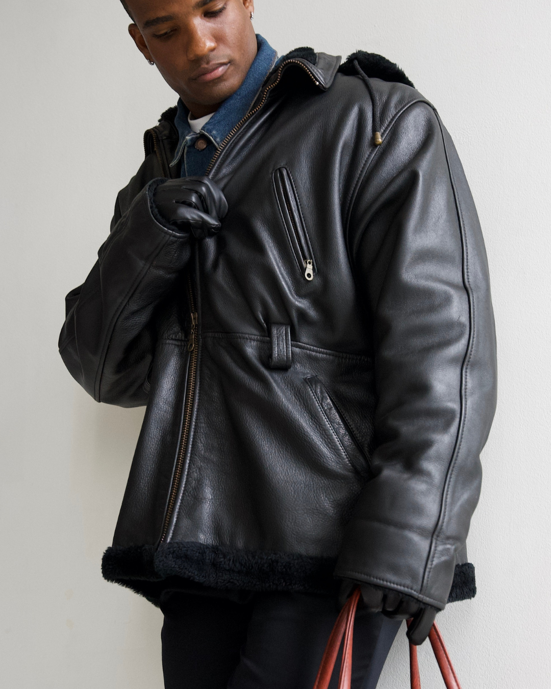 HARLIN GENUINE SHEEPSKIN LEATHER COAT