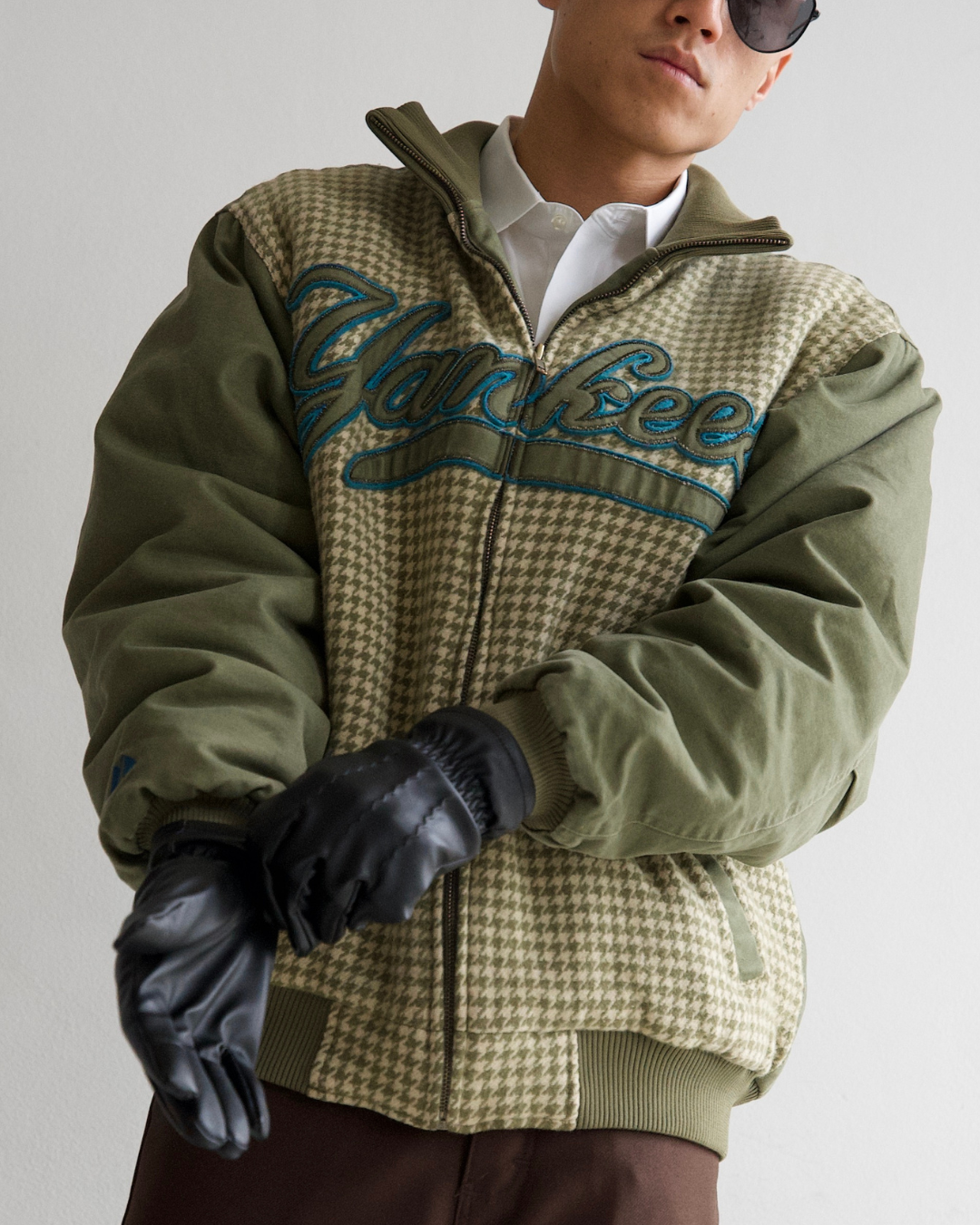 90S MAJESTIC NY YANKEES HOUNDSTOOTH JACKET