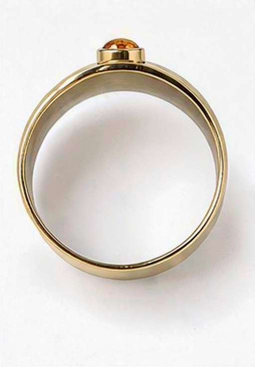 Brass cabochon gemstone statement ring, side view