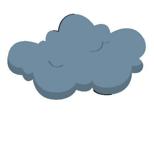 A dark gray cartoon cloud with a sleepy facial expression.