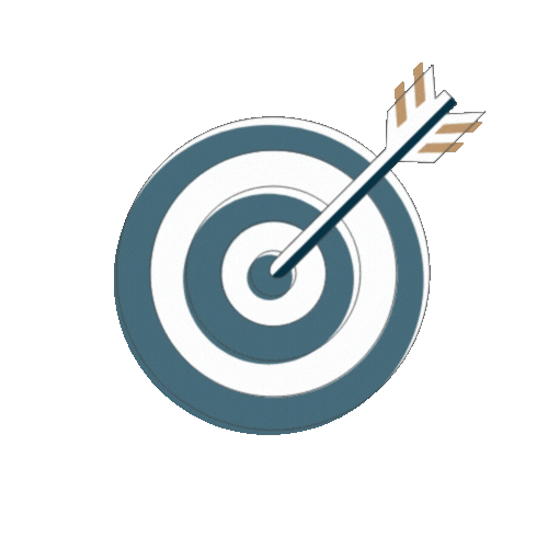 An archery target with an arrow hitting the bullseye.