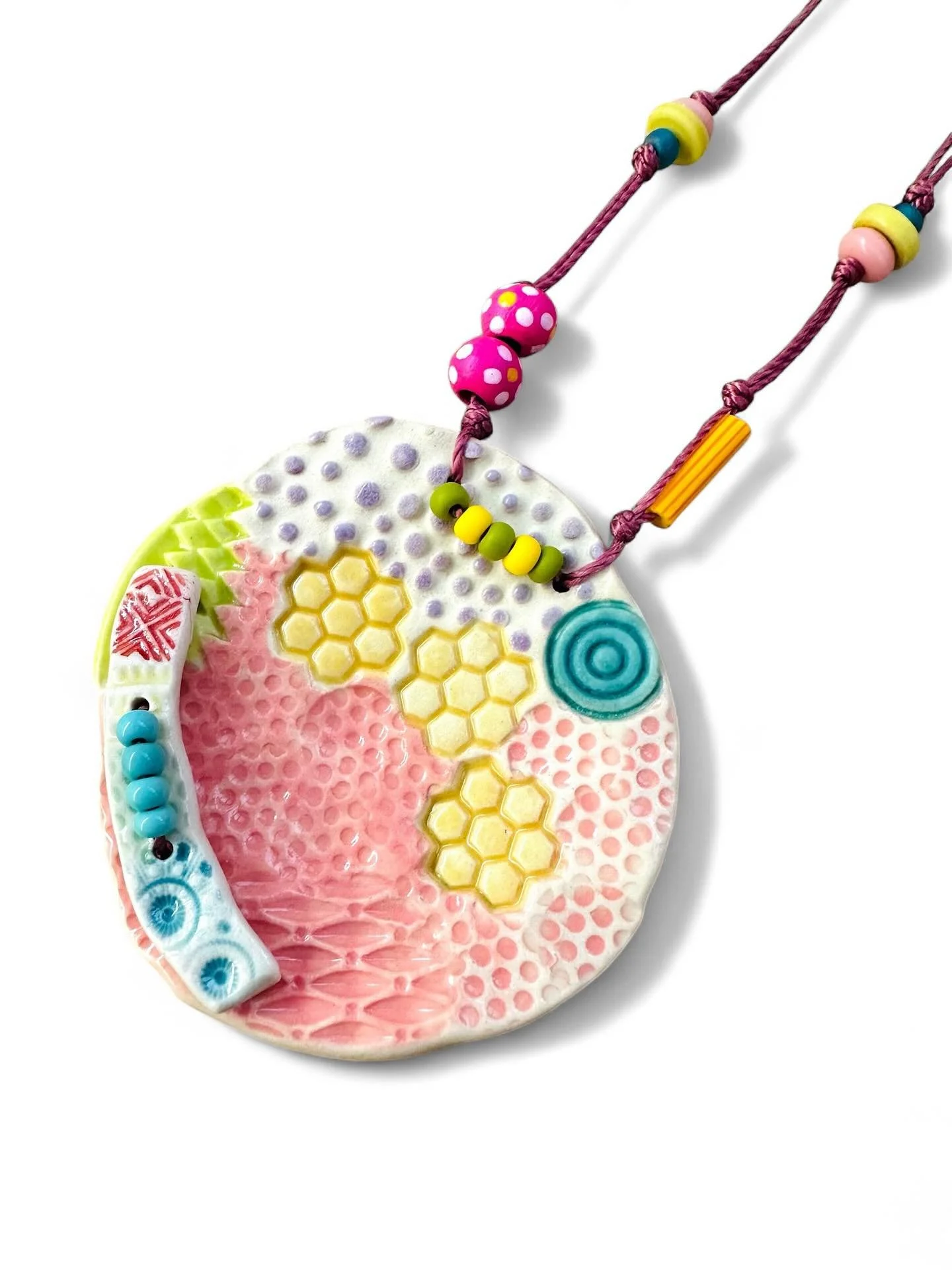 Hello! 🩷💜💙🩵💚. #ceramic #ceramicjewelry #artjewelry #shopsmall #colorfuljewelry #jewelrydesigner #510art #necklace #madeinaskutt