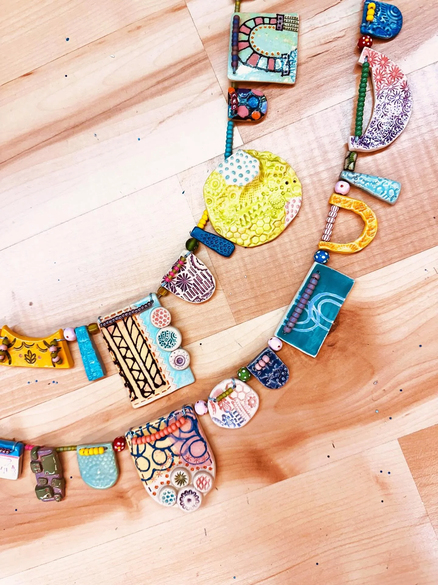 It's growing! It's roughly 3 feet and I would like to get to at least 5 or 6. This is a scrap buster ceramic project.  #ceramic #ceramicartist #jewelrymaker #510artist #scrapbuster