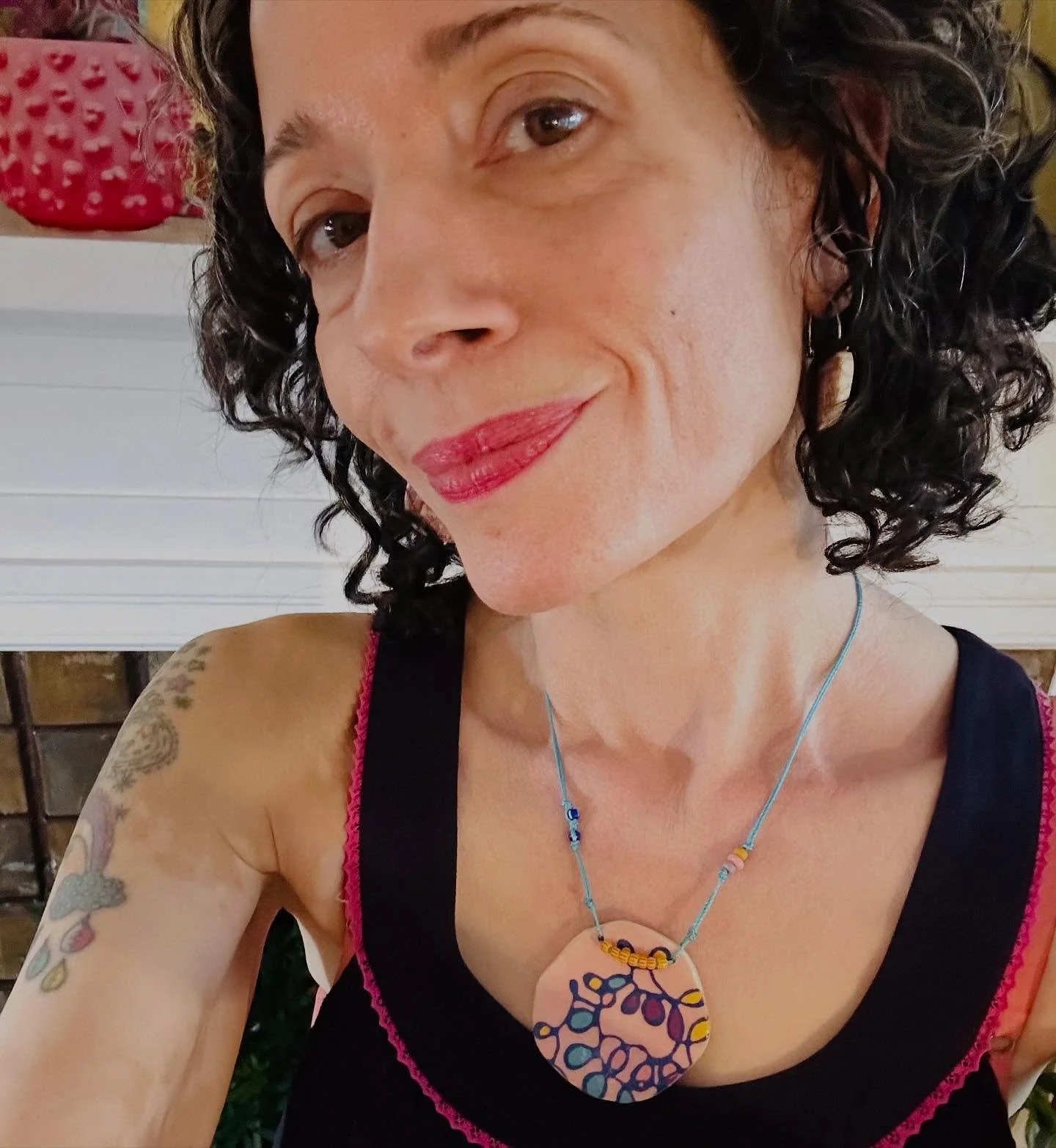 I'm adding new pieces to the shop, like this doodly ceramic doodle. Link in profile. 💜🩷#ceramic #ceramicjewelry #contemporaryjewelrydesign #artjewelry #shophandmade #shopsmall