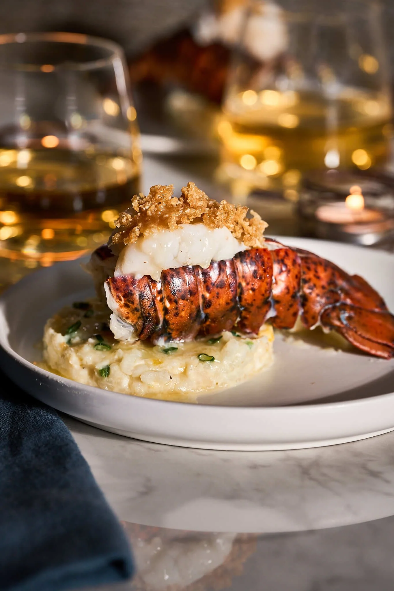 elevated lobster dish served for dinner for two private dining experience for a date night in austin texas by chefs at southern with a french twist