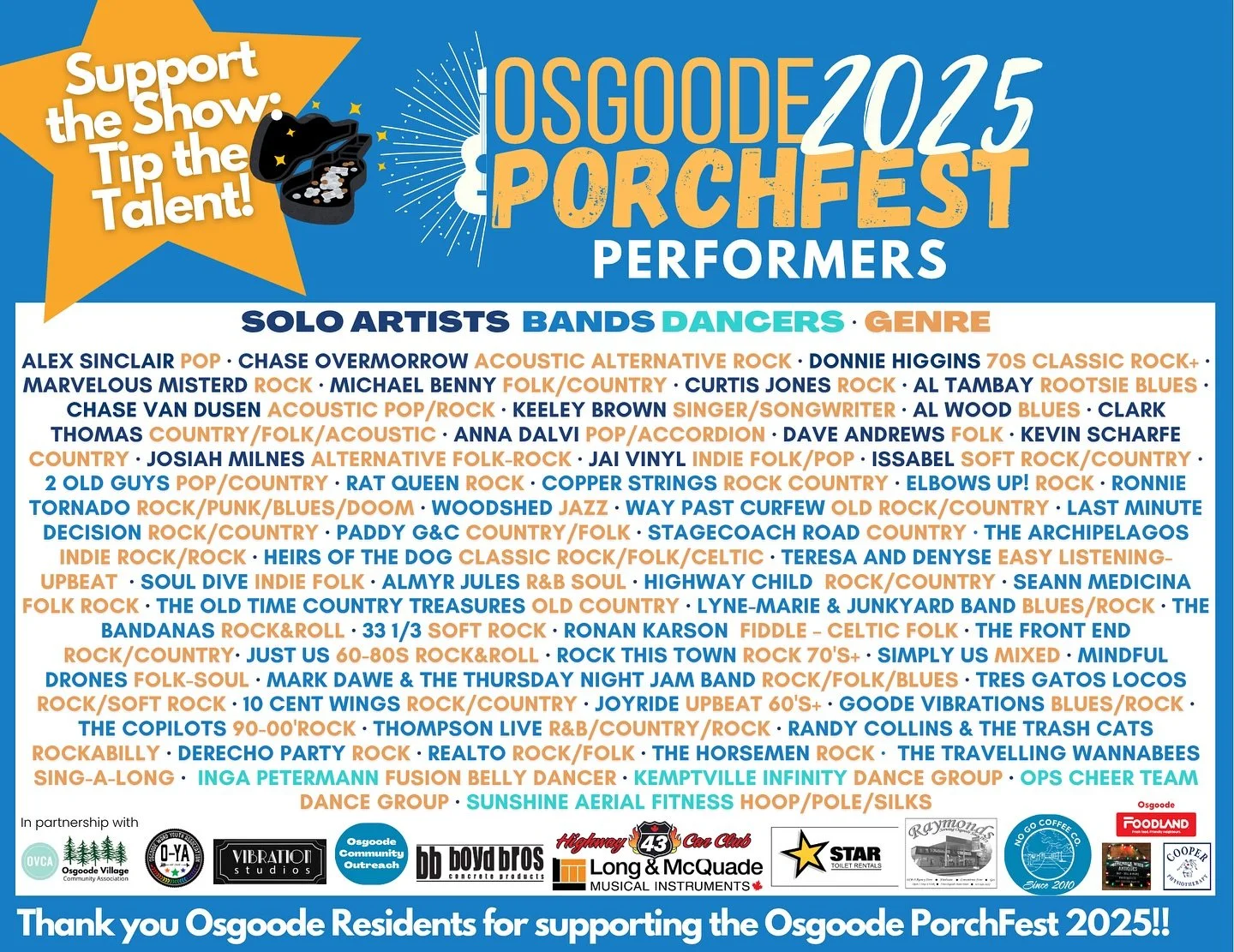 This Saturday I&rsquo;ll be @osgoodeporchfest from 12:30-3!