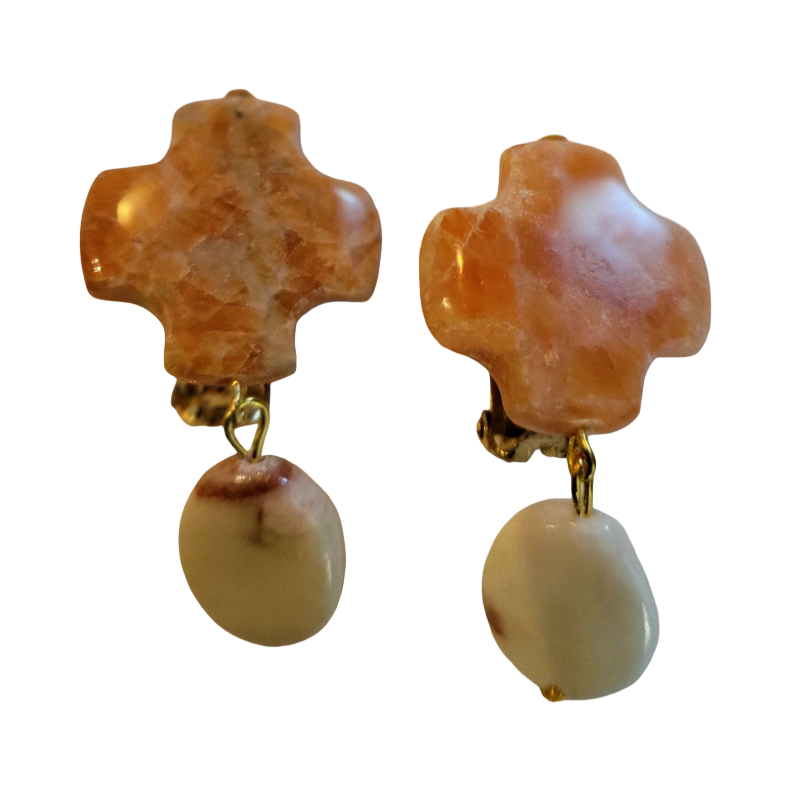 Orange Calcite Clip-On Earrings