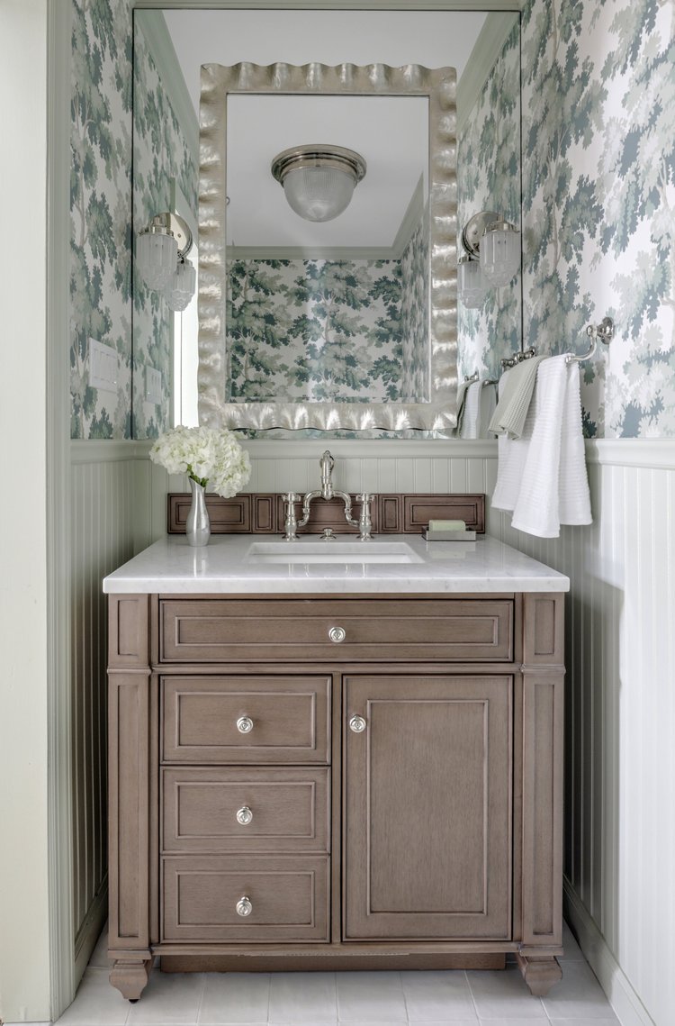 Bathroom from the Grandmillennial Westchester project in Westchester County