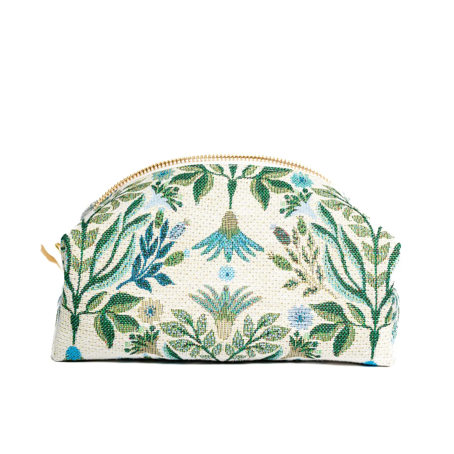 Toalettmappe, grønne og blå blomster