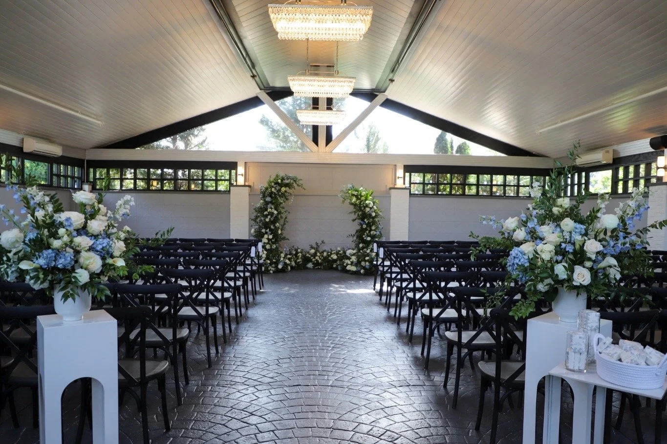 Monmouth County Park Loft White and Blue Wedding The Oceanport Florist