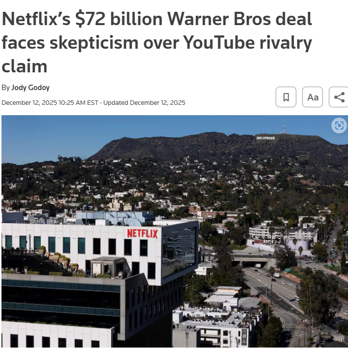 Partner Shaoul Sussman Featured in Reuters Coverage of Netflix–Warner Bros. Merger Review