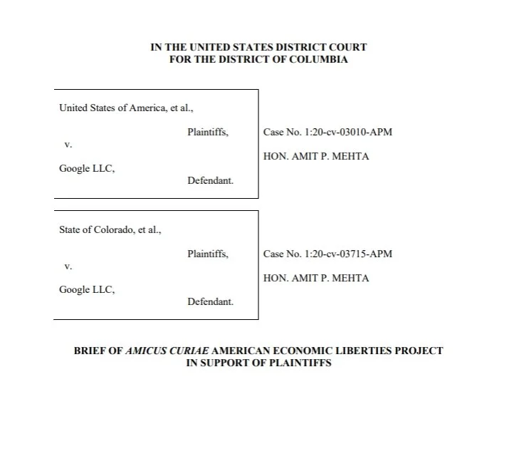 American Economic Liberties Project Submits Amicus Brief in Google Search Monopolization Case - Remedies Phase