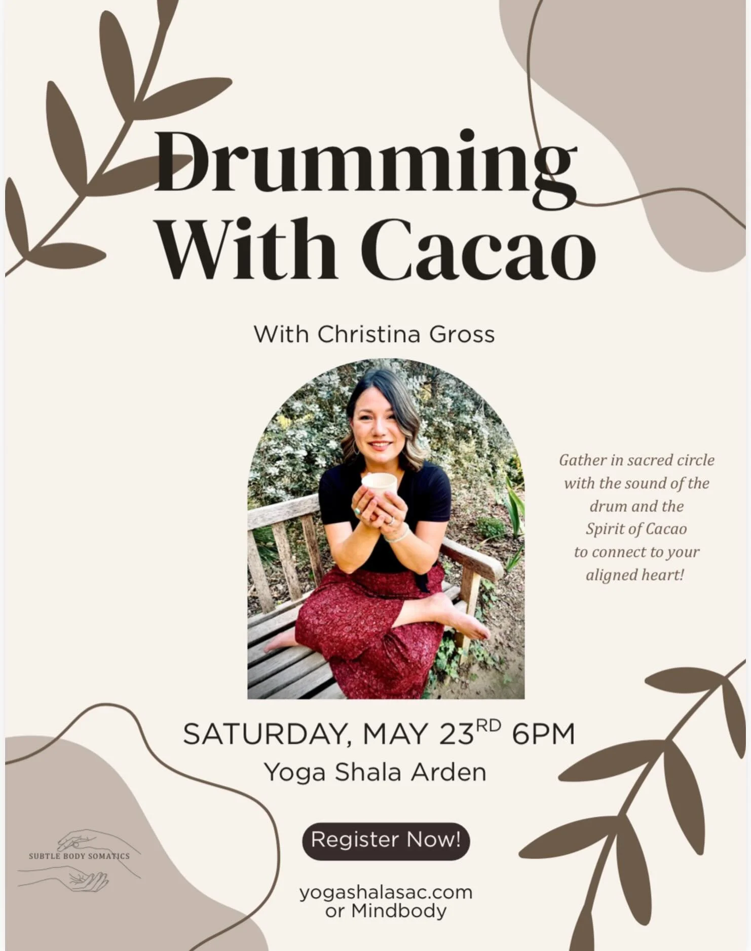 Drumming + Cacao Ceremony w Christina ✨

Receive the wisdom of Cacao while surrounded by the sound of the drum for a unique experience that is both personal and communal.

This ceremony will include traditional cacao, a seasonal blessing, and guided 