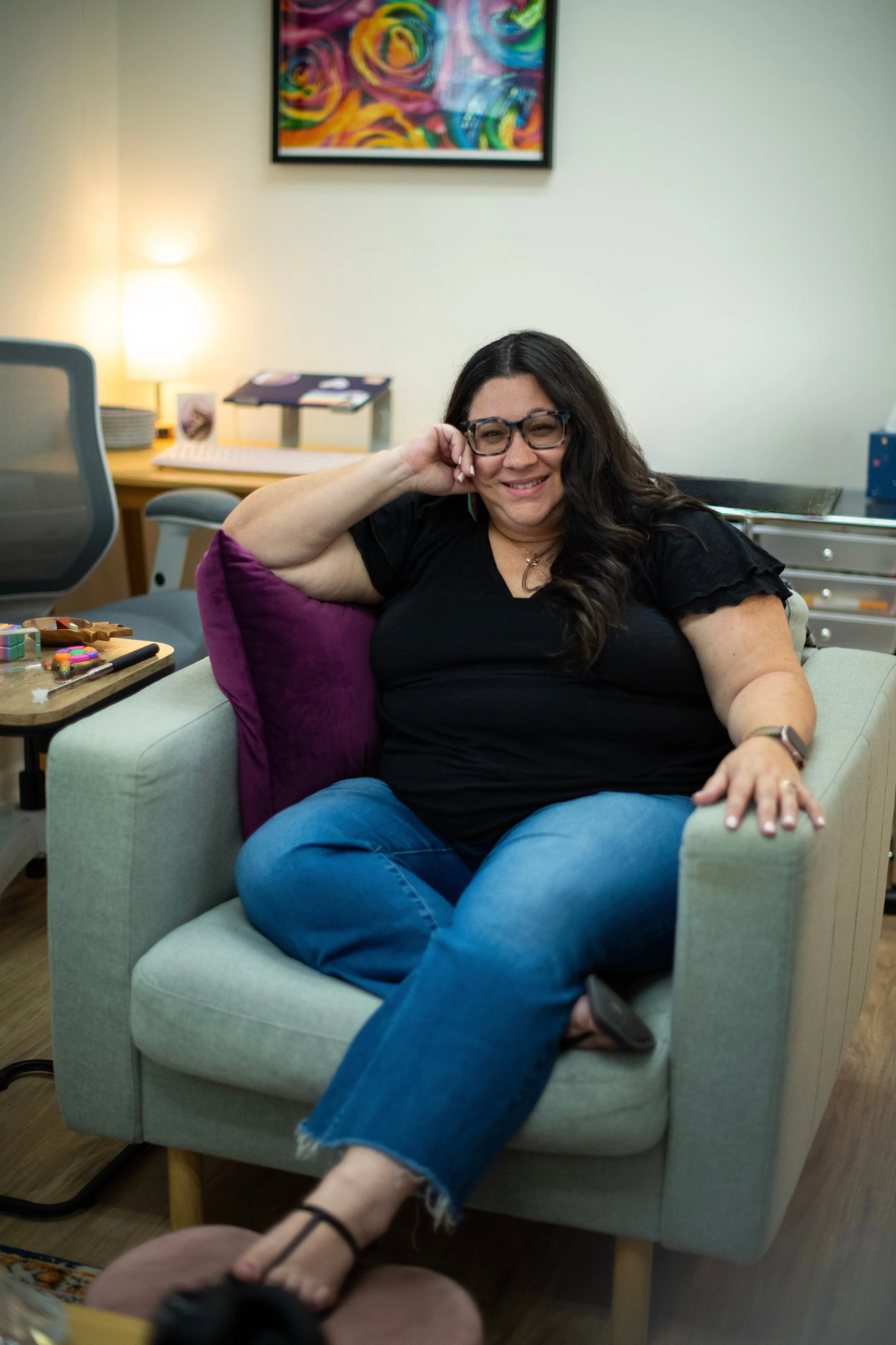 keri baker, lcsw and therapist in tampa, FL in her office in carrollwood