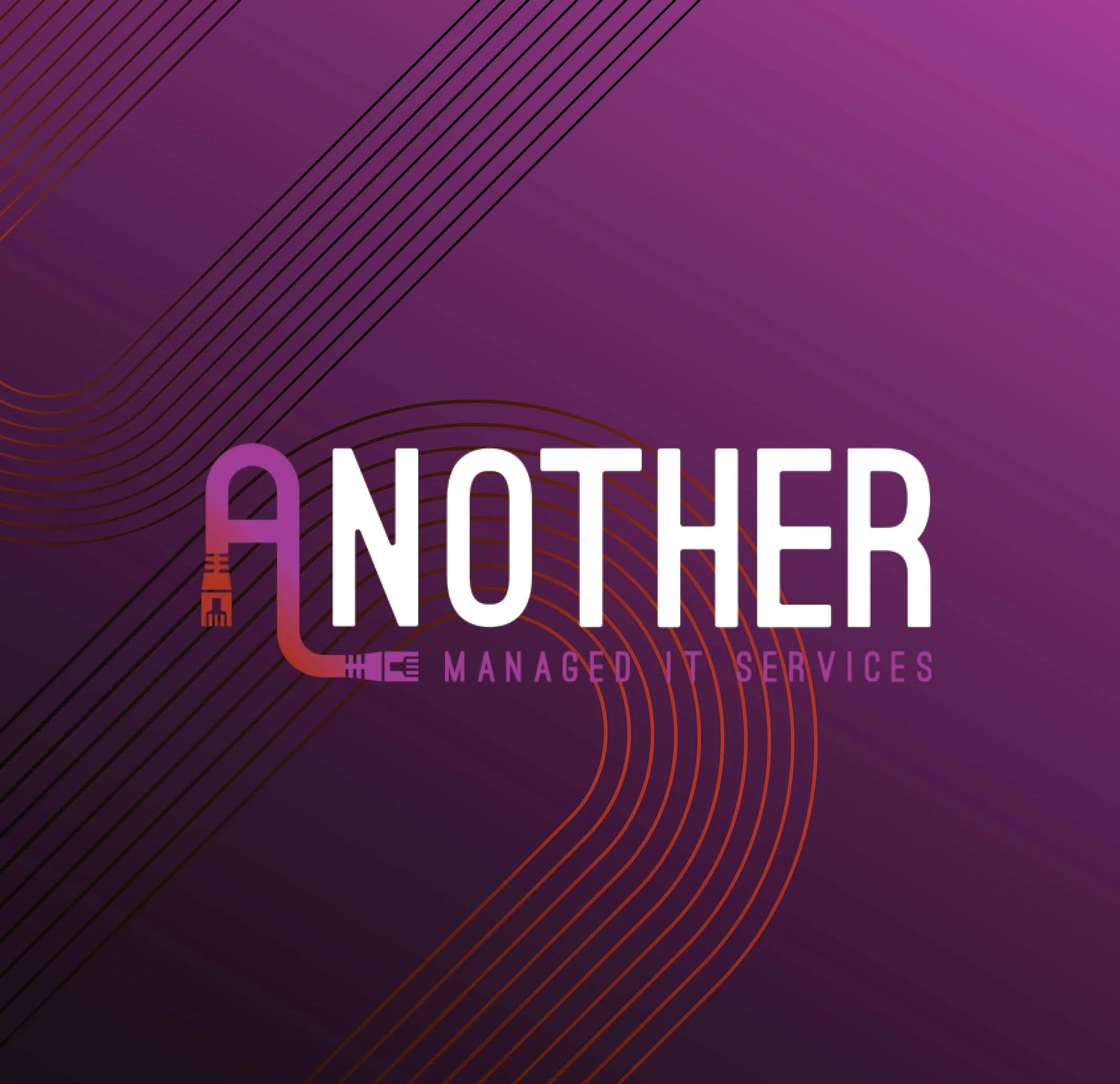 Logo for 'Another Managed IT Services' with a purple background and abstract curved lines.