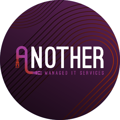Logo for 'A-NOTHER Managed IT Services' with stylized text and a purple circular background