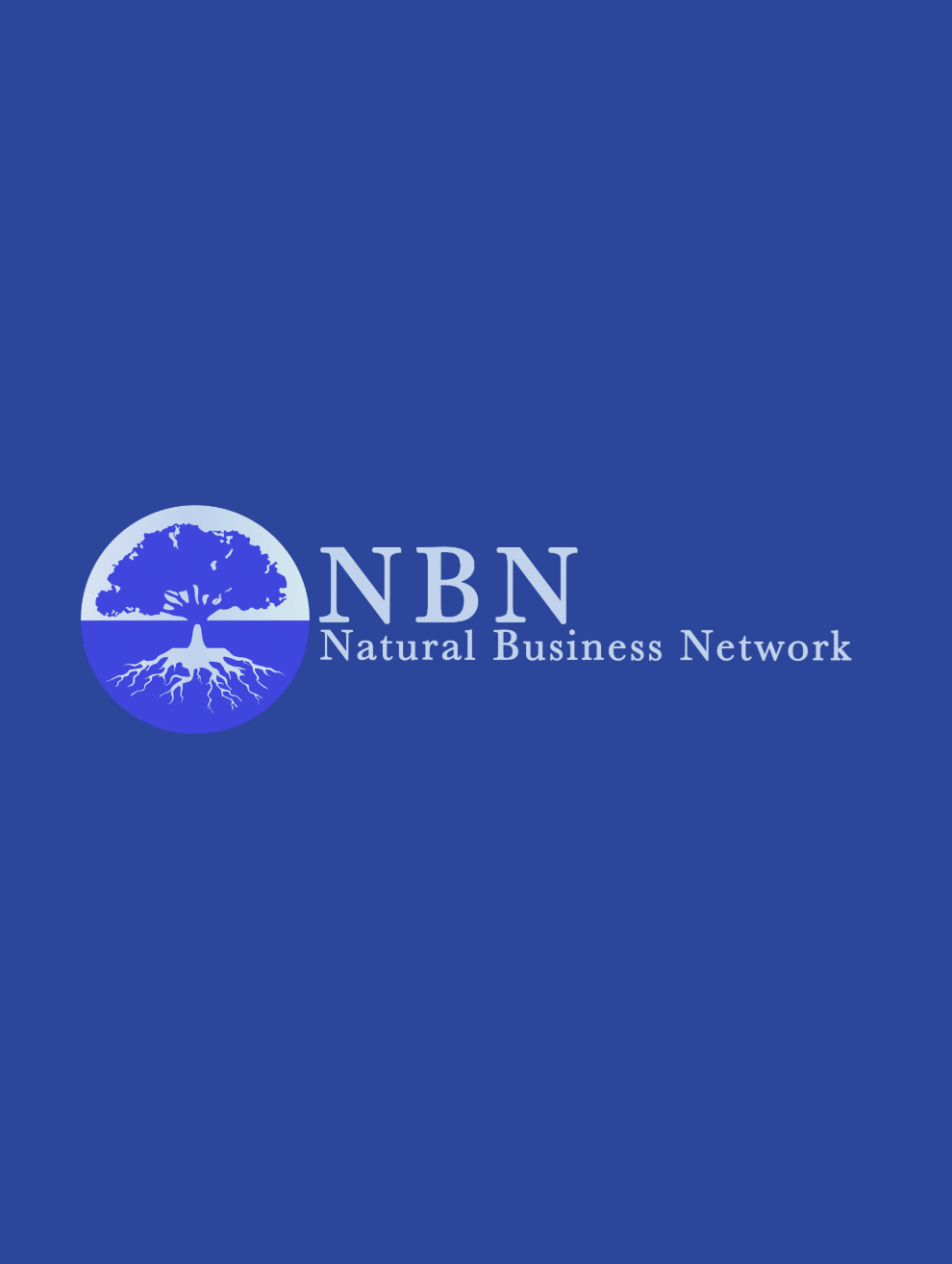 Blue background with a logo of a tree and roots, and the text 'NBN Natural Business Network'.