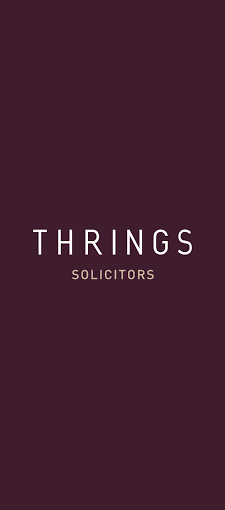 Logo for Things Solicitors with a dark background and white text.