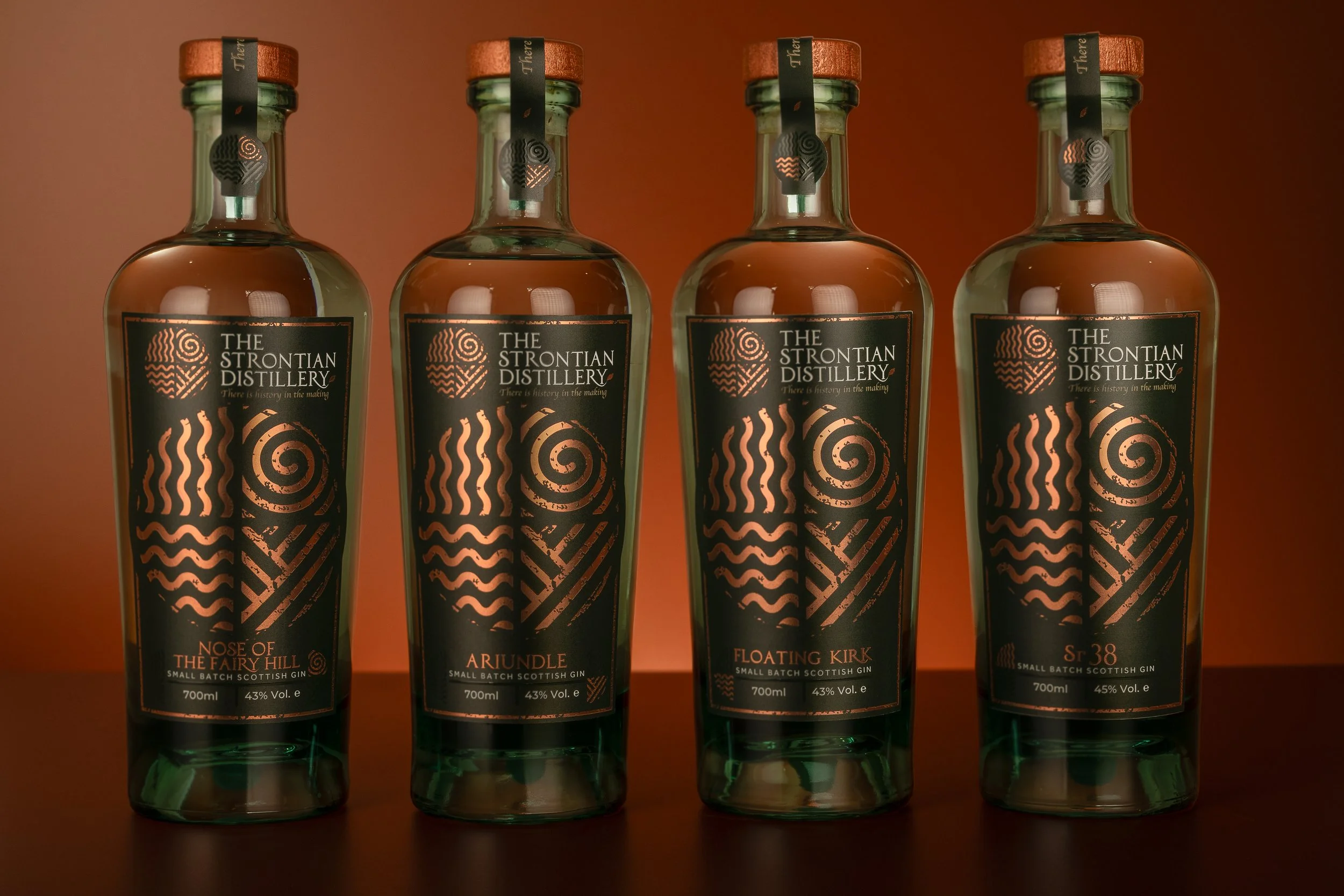 Strontian Gin Group Picture of their entire range