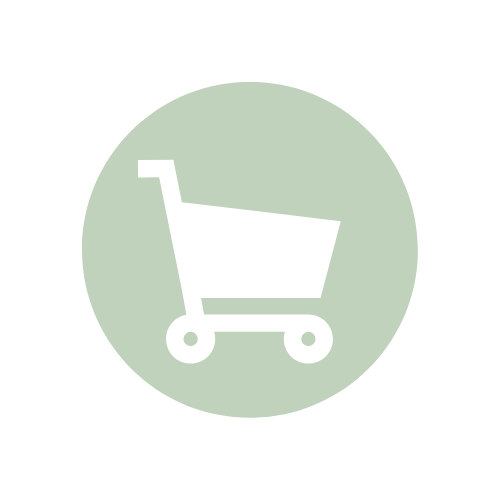 Shopping cart icon inside a green circle.
