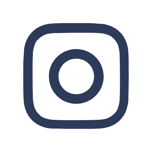 Instagram logo with a dark blue outline on a black background.