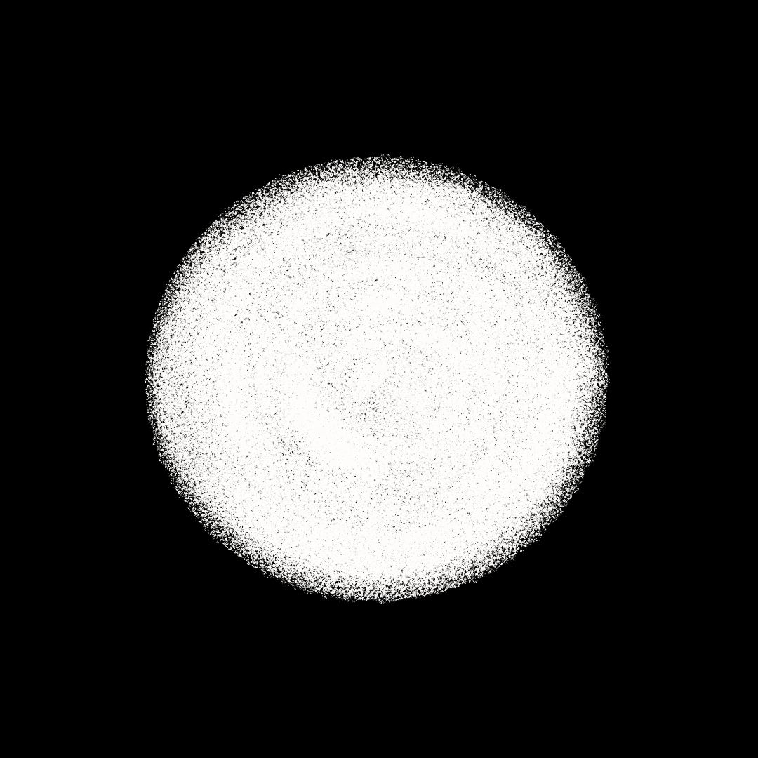 A black background with a large, white, circular shape in the center, resembling a glowing or luminescent sphere.