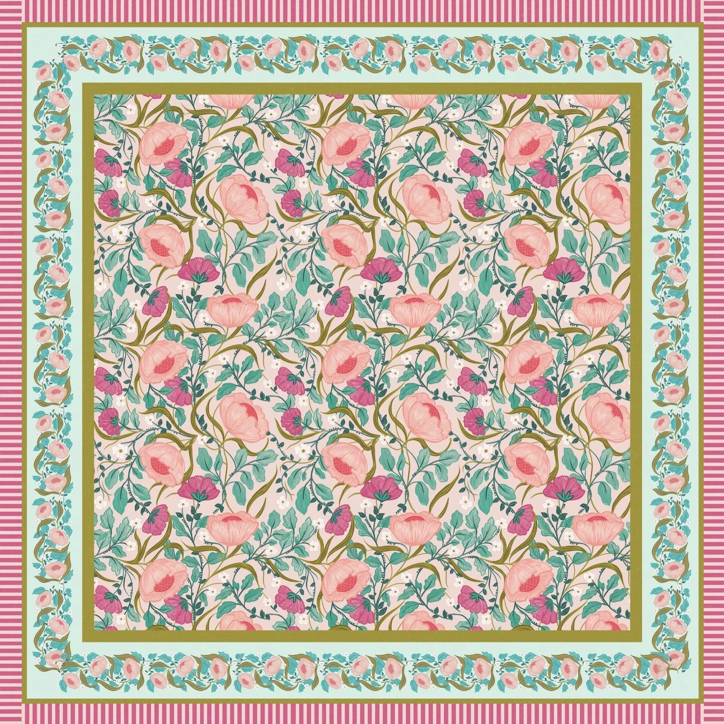 Say hello to our Spring best-seller&hellip;the Flora Square tablecloth 🌷💗✨🌸 60x60 available online, link in bio ☀️

I don&rsquo;t think I&rsquo;ll ever get over illustrating a pattern and then seeing it come to life on fabric. Also to take it a st