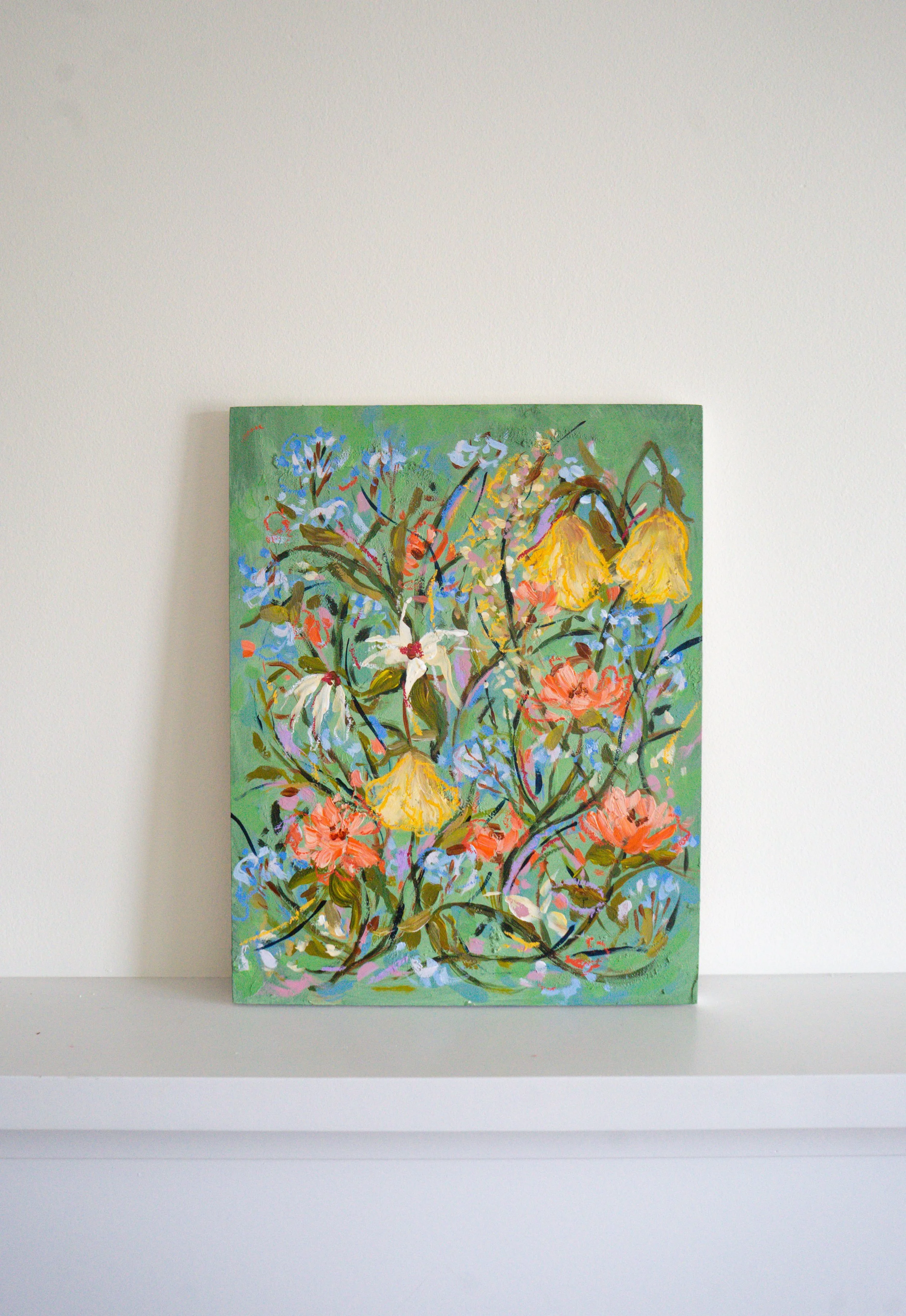 "Gathered" 11x14 Original Mixed Media Painting on Wood Panel