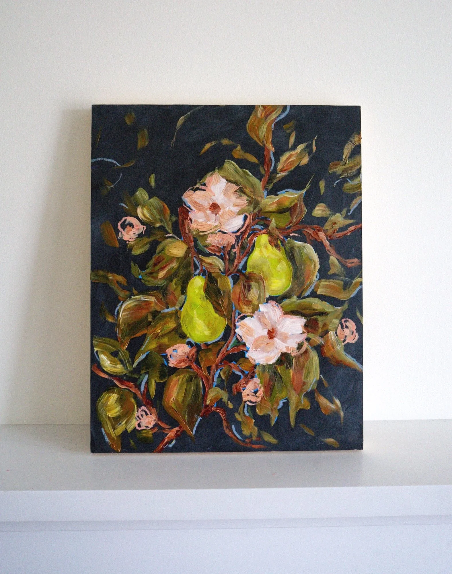 "Pair of Pears" 11x14 Original Mixed Media Painting on Wood Panel