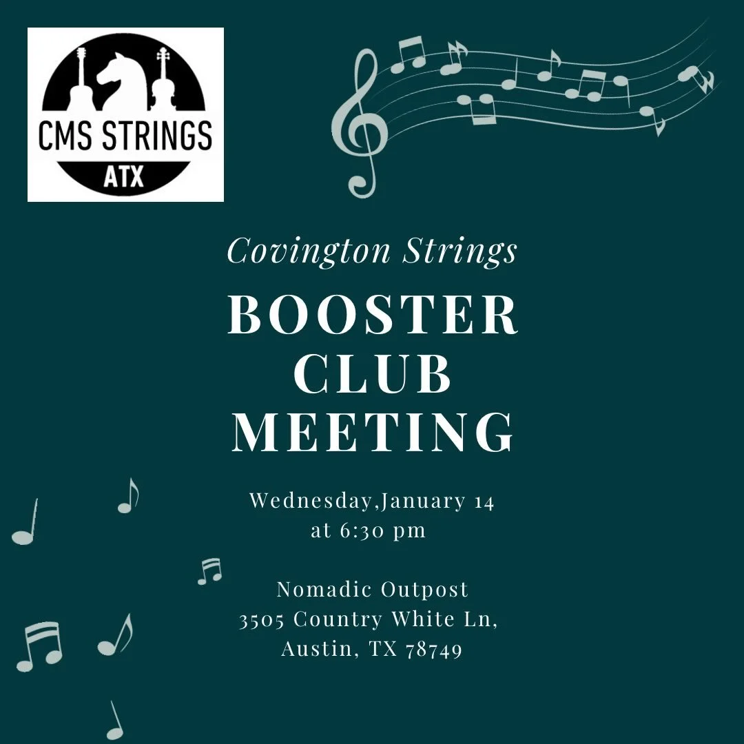 Join your fellow strings parents for our monthly Booster Club meeting THIS Wednesday, 01/14. We will be at @nomadic_outpost off of Brodie Lane at 6:30. Look for the table with the coolest people. 😎🎻