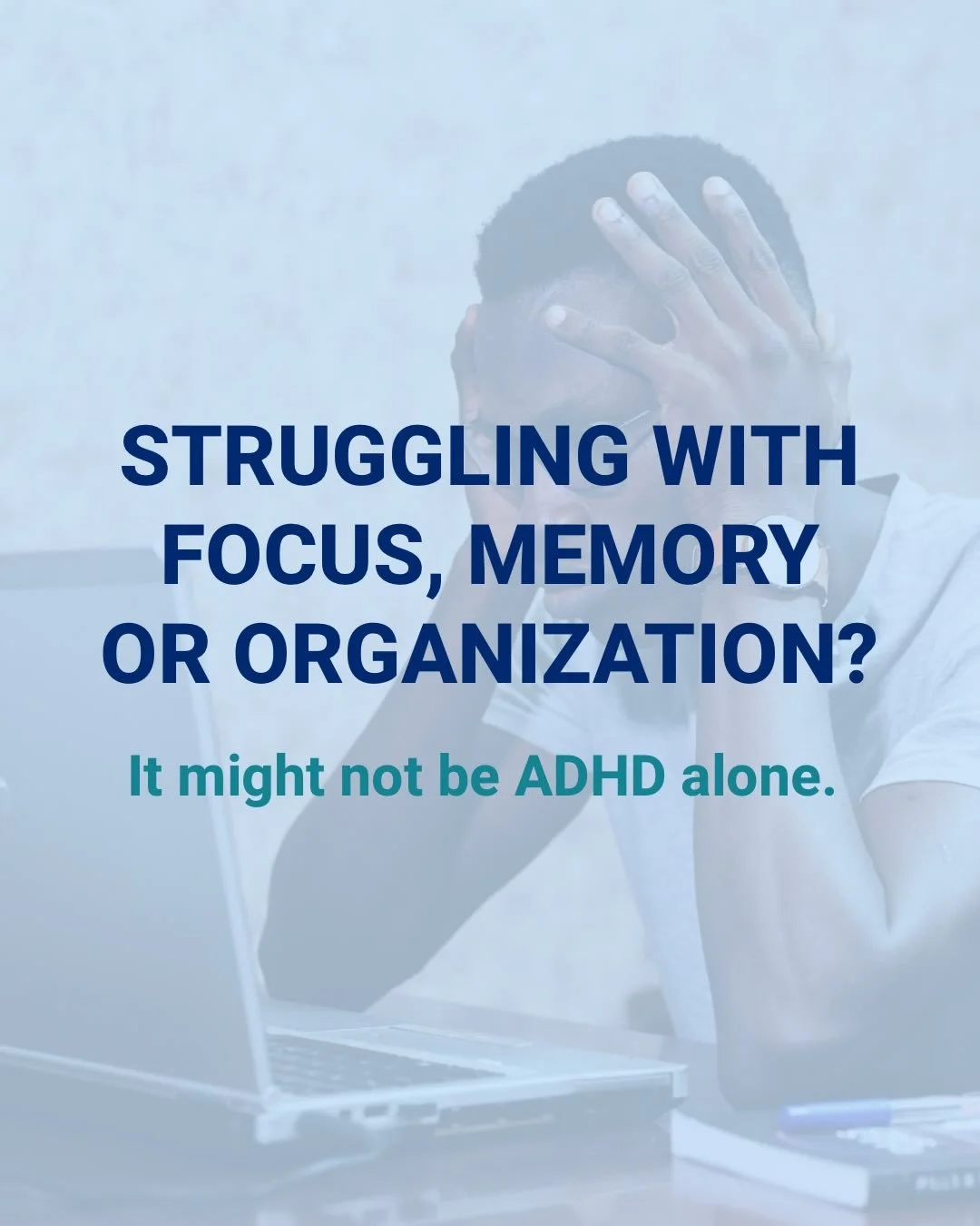 Difficulty focusing, forgetfulness, and disorganization can be caused by more than ADHD. A neuropsychological evaluation can help uncover the factors behind your symptoms and provide a clearer path forward.

#Neuropsychology #ADHD #MentalHealth #Cogn