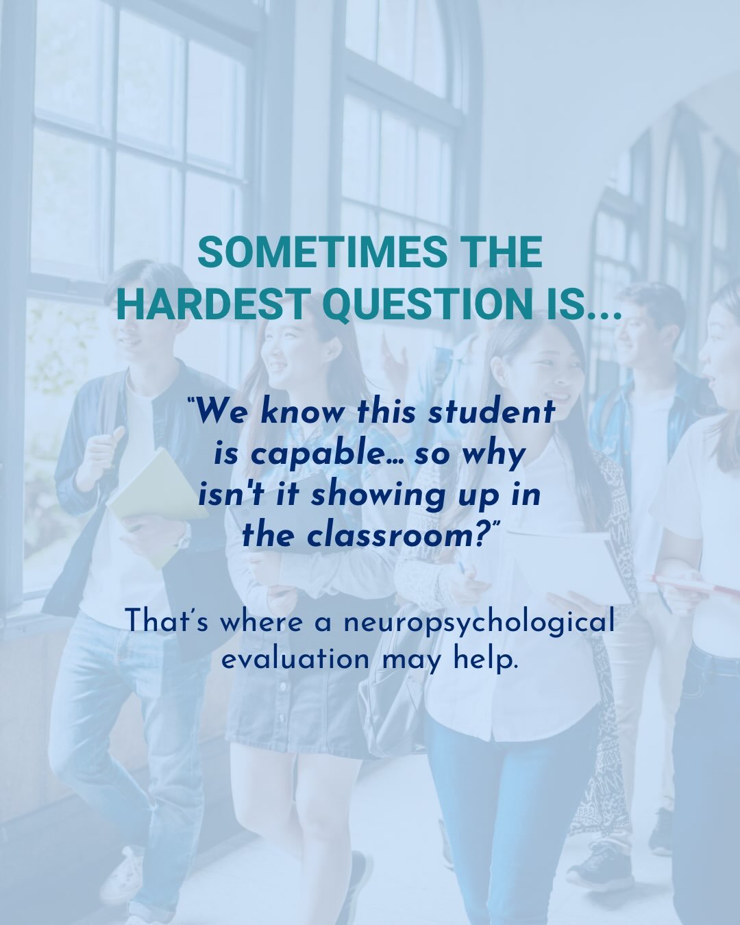 Sometimes the hardest part is knowing why a student is struggling.

A neuropsychological evaluation can help schools and families better understand a student&rsquo;s unique strengths, challenges, and learning needs.

📍Serving students and families i