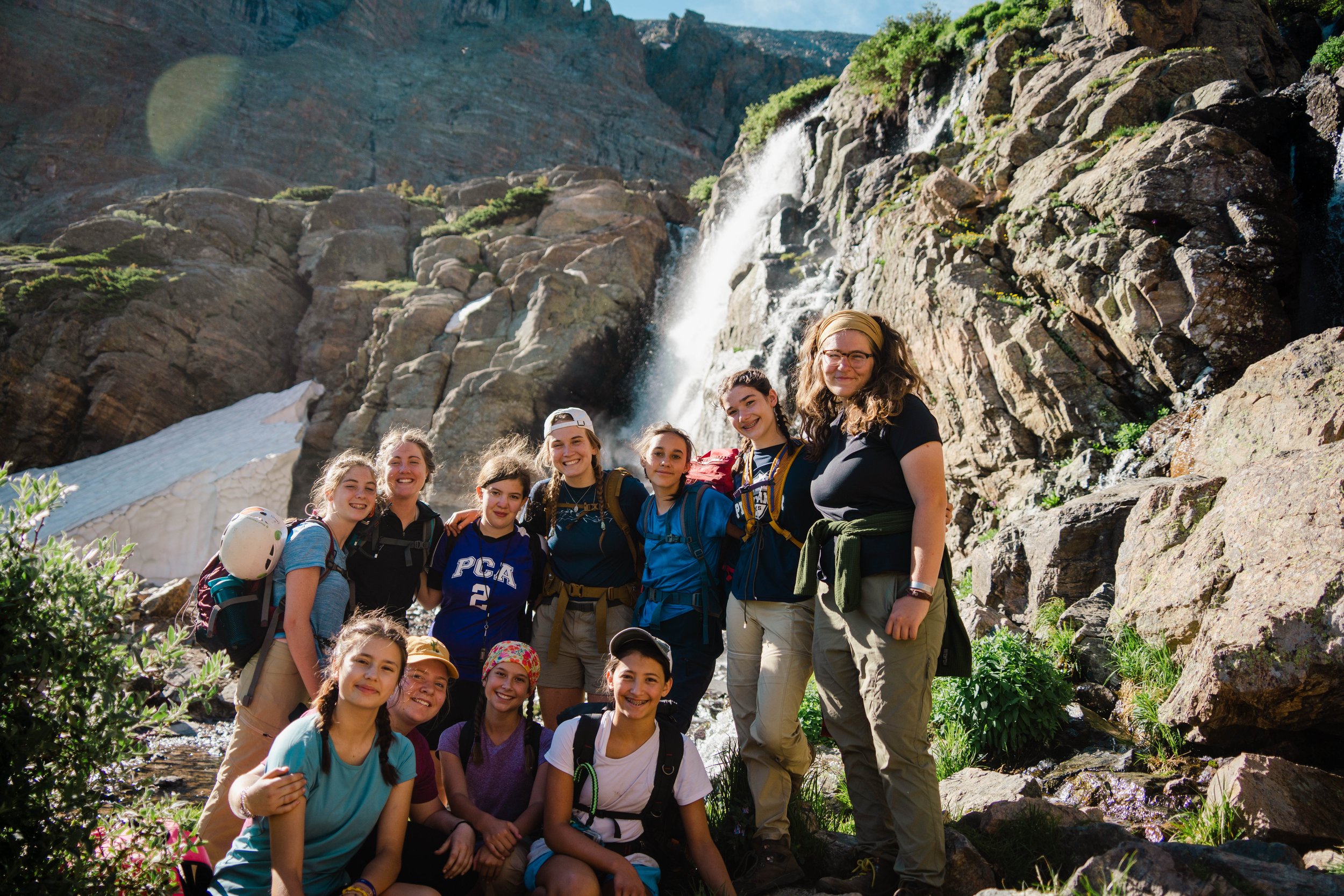 High school girls on a hike in Rocky Mountain National Parl