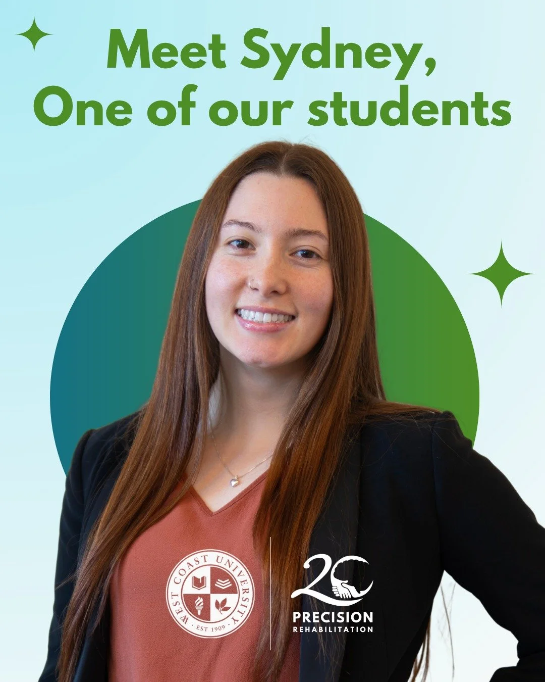 𝐌𝐞𝐞𝐭 𝐒𝐲𝐝𝐧𝐞𝐲 𝐉𝐨𝐧𝐞𝐬, 𝐨𝐧𝐞 𝐨𝐟 𝐨𝐮𝐫 𝐒𝐭𝐮𝐝𝐞𝐧𝐭𝐬!
Sydney is a 3rd year Doctor of Physical Therapy student at West Coast University. She loves being a part of her patients' journeys, encouraging them to keep pushing through challe