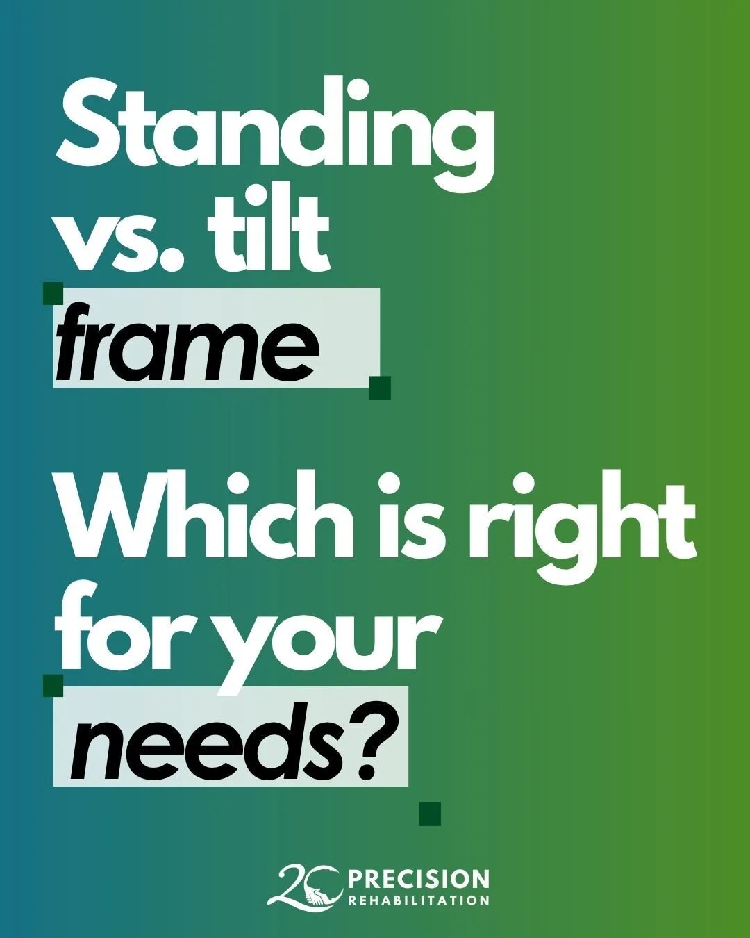 𝐒𝐭𝐚𝐧𝐝𝐢𝐧𝐠 𝐅𝐫𝐚𝐦𝐞 𝐯𝐬. 𝐓𝐢𝐥𝐭 𝐅𝐫𝐚𝐦𝐞.
Do you know which is right for your needs? Tune into the post and find out!
#precisionrehablbc