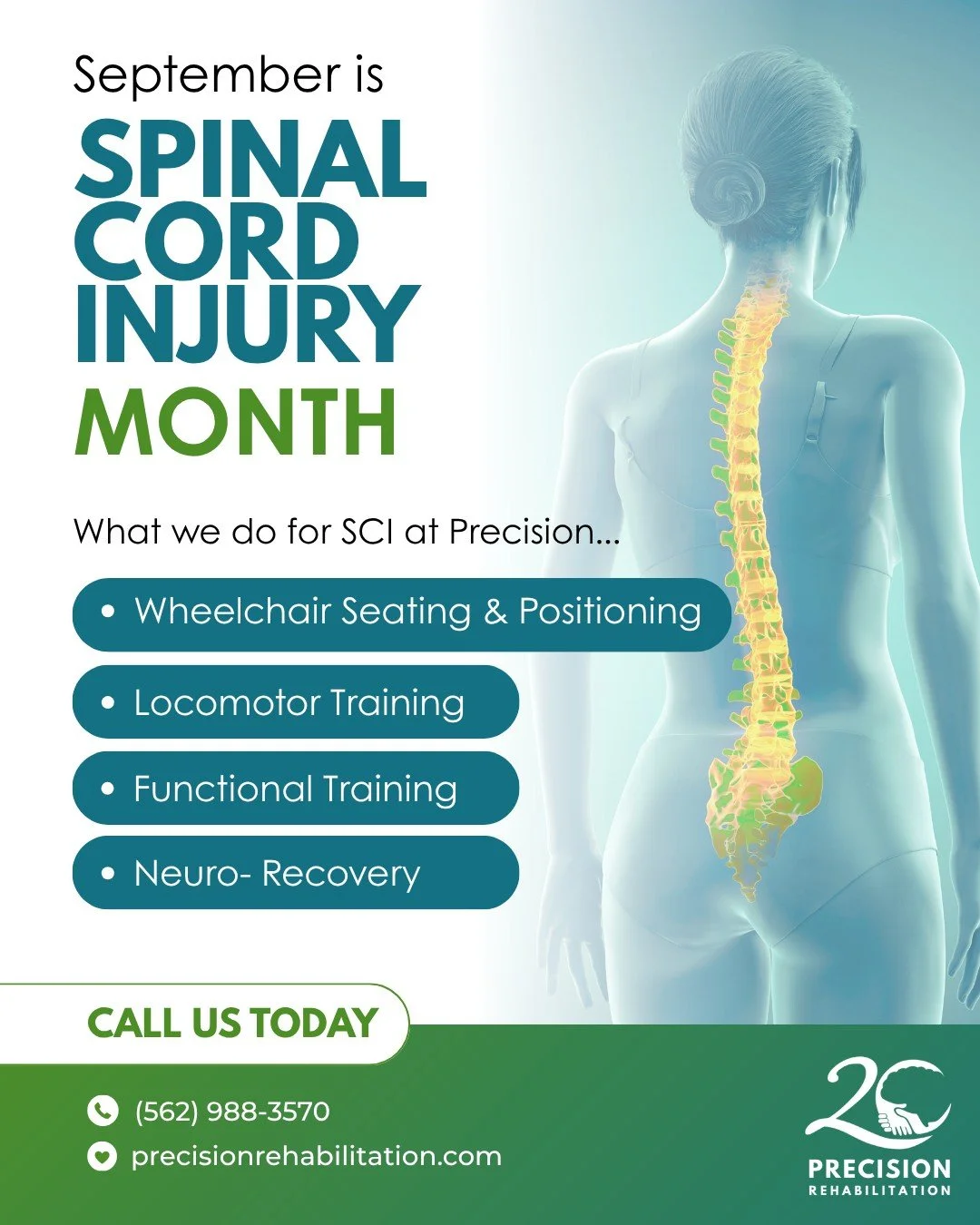 𝐒𝐞𝐩𝐭𝐞𝐦𝐛𝐞𝐫 𝐢𝐬 𝐒𝐩𝐢𝐧𝐚𝐥 𝐂𝐨𝐫𝐝 𝐈𝐧𝐣𝐮𝐫𝐲 𝐀𝐰𝐚𝐫𝐞𝐧𝐞𝐬𝐬 𝐌𝐨𝐧𝐭𝐡
At Precision, we pride ourselves on being the leaders in neurological rehabilitation. Our neuro specialists deliver high-quality care, personalized to your needs