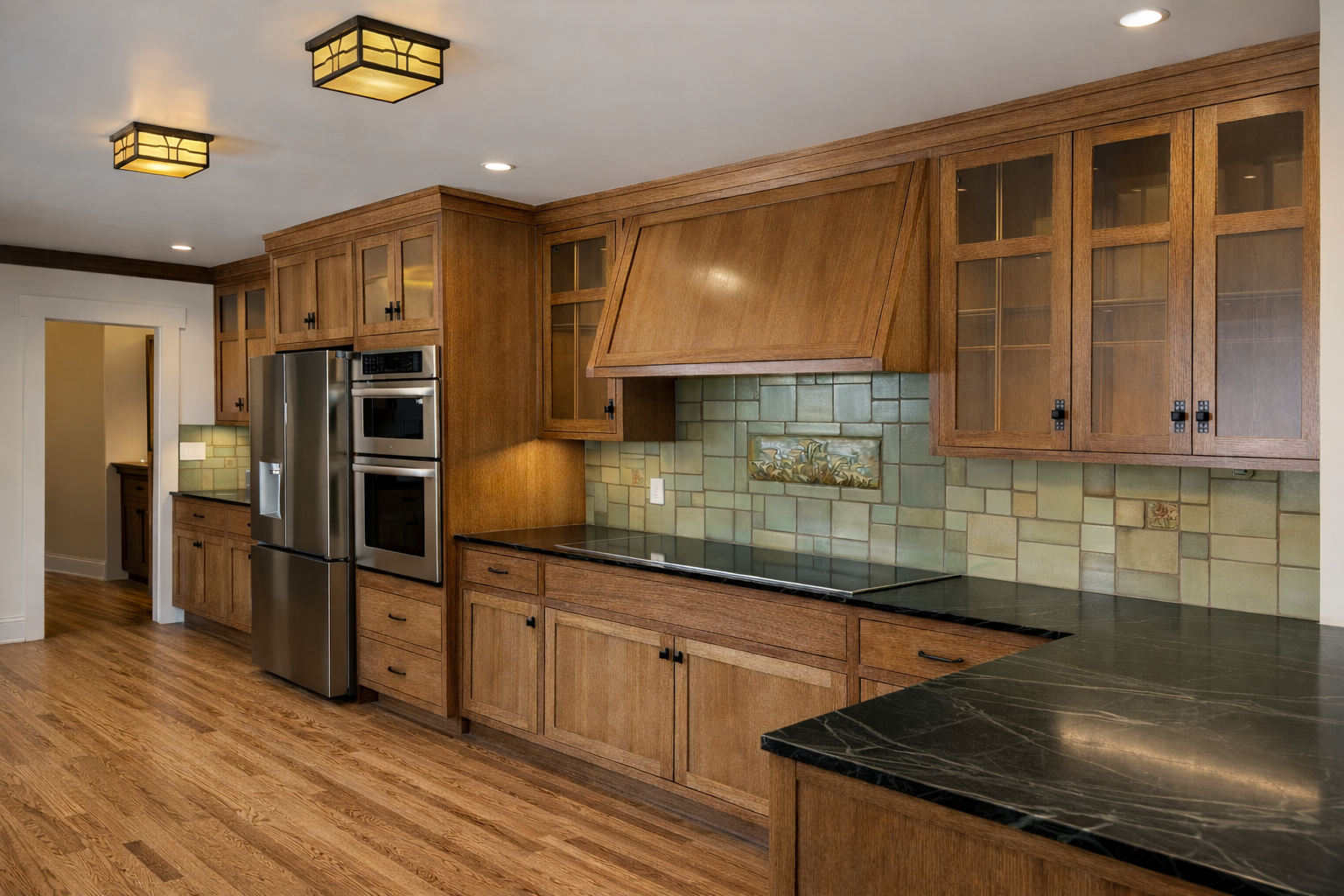 Quartered Oak | Medium Walnut Stain | Face Frame w/ Craftsman Detailing