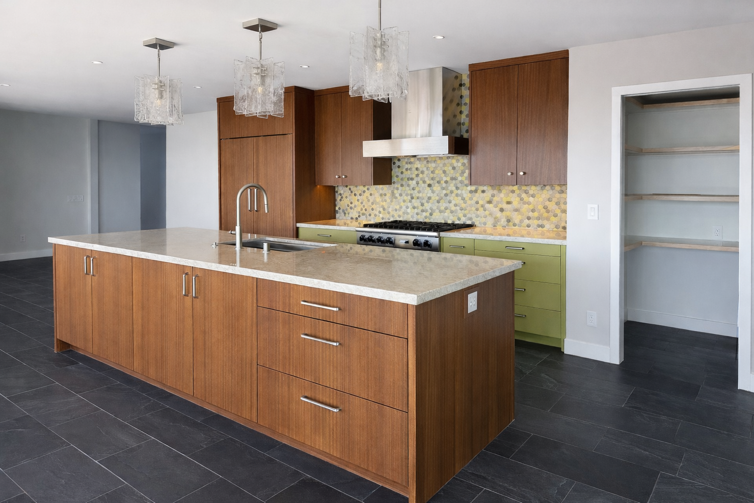 Paint Grade & Mahogany | Slab Door | Frameless