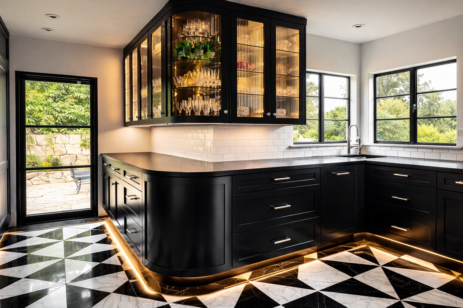 Paint Grade (Black) | Shaker Door | Frameless w/ Radius Detail